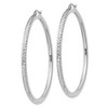 Black Bow Jewelry 3mm x 55mm, 14k White Gold, Diamond-cut Round Hoop Earrings - 2 of 4