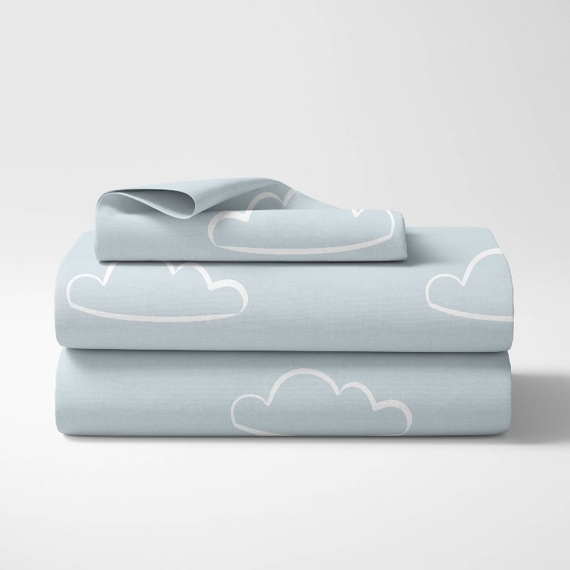 3pc Airplane Clouds Twin Kids&#39; Sheet Set Blue and White - Sweet Jojo Designs, 4 of 5