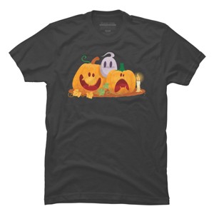 Men's Design By Humans Halloween Cartoon Pumpkins And Ghost By VectorVillain T-Shirt - 1 of 4