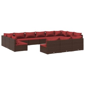 vidaXL Garden Lounge Set Brown PE rattan, powder-coated steel Large - 1 of 4