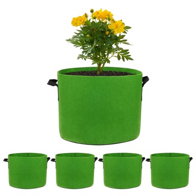 Unique Bargains Thickened Fabric Durable Handles Multipurpose Good Drainage Plant Grow Bags 5 Pcs