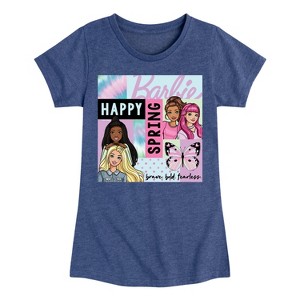 Girls' - Barbie - Happy Spring Fitted Short Sleeve Graphic T-Shirt - 1 of 4