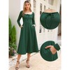 INSPIRE CHIC Women's Square Neck Long Sleeve A-Line High Waist Midi Knitted Dresses with Pocket - 2 of 4
