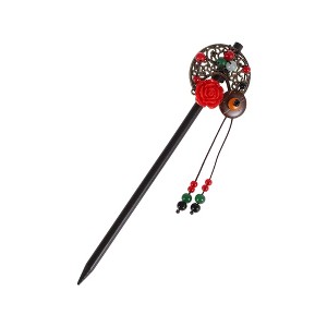 Unique Bargains Hair Chopstick Black Red 1 Pc - 1 of 4