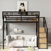 APRILSOUL Loft Bed with Stairs, Metal Loft Bed with Storage Shelves, High Loft Bed, Black - 2 of 4