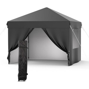 10X10FT Instant Pop Up Canopy Tent with 4 Side Walls, Heavy Duty Waterproof UPF 50+ UV Protected Canopy with Wheeled Carry Bag - 1 of 4