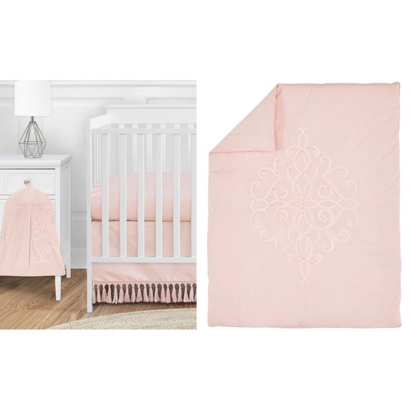 Sweet Jojo Designs Girl Baby Crib Bedding Set - Bohemian Collection Solid Blush Pink 4pc, 1 of 8