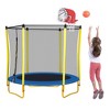 HFYee 5.4FT Kids Trampoline with Safety Net & Basketball Hoop (Ball Included) Fun Indoor/Outdoor Play for Ages 4-10, Yellow - 4 of 4