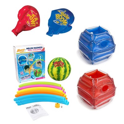 Banzai Battle Bop Combo Pack w/ Inflatable Gloves & Body Bumpers, 2 Pairs & Melon Madness Pool Challenge Underwater Water-Filled Ball w/ Target Hoop