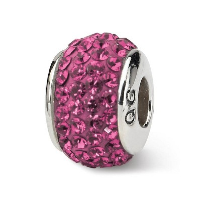 Black Bow Jewelry Sterling Silver with Pink Crystals October Birthstone Bead Charm
