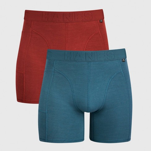 Hanes Premium Men's Explorer Boxer Briefs 2pk - Red/blue Xl : Target