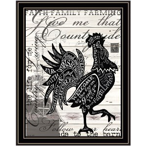 HomeRoots Faith Family Farming Rooster Black Framed Wall Art - 1 of 4