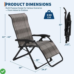 Camping ChairFoldable Patio Rattan Recliner 26" Wide Seat Lounger Sun LoungerSupport 330 LBS - 1 of 4