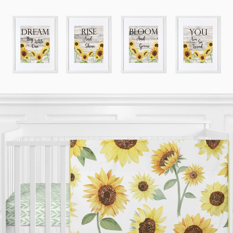 Sweet Jojo Designs Girl Unframed Wall Art Prints for Décor Sunflower Yellow Brown and Grey 4pc, 3 of 6