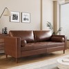 ORRD Mid-Century Modern 3-Seat Sofa, PU Leather Tufted Couch with Solid Wood Legs & Bolster Pillows for Living Room, Office - 2 of 4