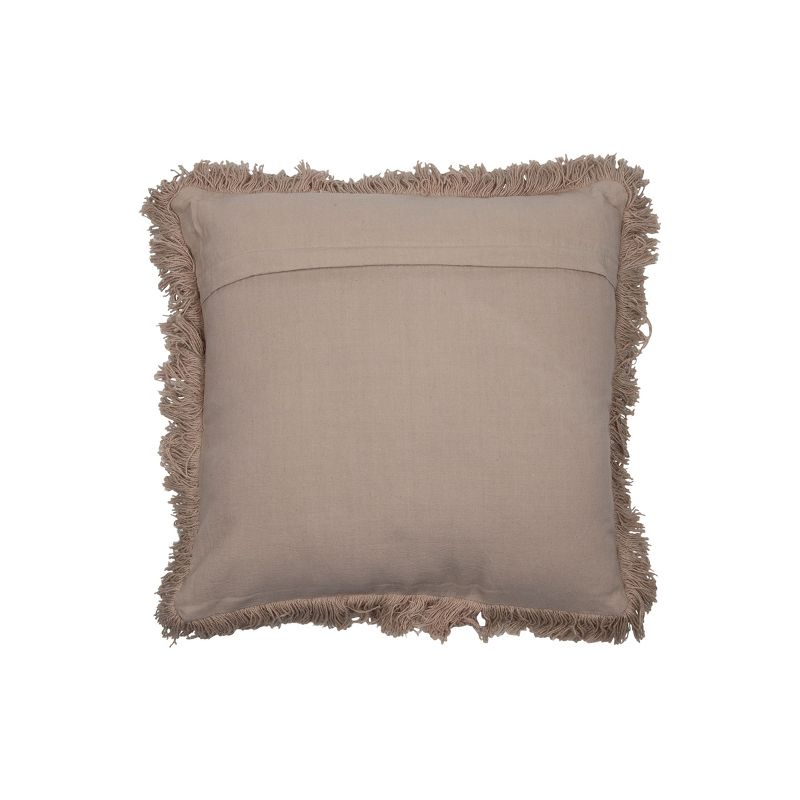 Tan Hand Woven 20 x 20 inch Decorative Cotton Throw Pillow Cover With Insert and Hand Tied Fringe - Foreside Home & Garden, 2 of 5