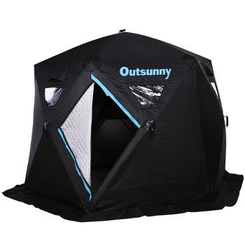 Outsunny 4 People Ice Fishing Shelter, Waterproof Oxford Fabric Portable  Pop-up Ice Tent With 2 Doors For Outdoor Fishing, Black : Target