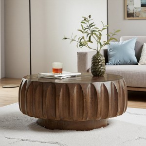 Saman Wood Sculptural Round Coffee Table - 1 of 4
