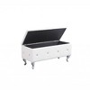 HomeRoots 38" White and Silver Faux Leather Storage Bench With Flip Top - 4 of 4