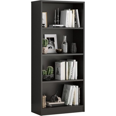 Fontoi Decorative Bookshelf, Adjustable Freestanding Bookcase with 4 Shelves, Storage Bookshelf for Living room Home Office, Black, 11.6"* 24.4"*55.9"