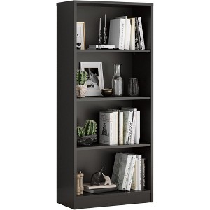 Fontoi Decorative Bookshelf, Adjustable Freestanding Bookcase with 4 Shelves, Storage Bookshelf for Living room Home Office, Black, 11.6"* 24.4"*55.9" - 1 of 4