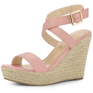 Allegra K Women's Back to College Slingback Crisscross Espadrille Wedges Heel Sandals - 1 of 4