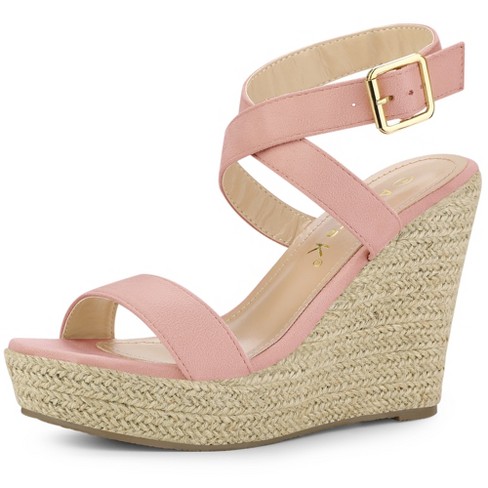 Allegra K Women' Slingback Cricro Epadrille Wedge Heel Sandal Hot Pink 7 -  ShopStyle