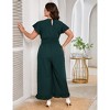 Womens Plus Size Short Sleeve Smocked Waist Wide Leg Summer Jumpsuits - 3 of 4