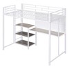 TIRAMISUBEST Twin/Full Size Loft Bed with Bulit-in Desk and Whiteboard, Metal Loft Bedframe with 3 Storage Shelves and Ladder for Kids - 3 of 4