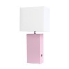 21" Lexington Leather Base Modern Home Decor Bedside Table Lamp with USB Charging Port and Fabric Shade - Lalia Home - 3 of 4