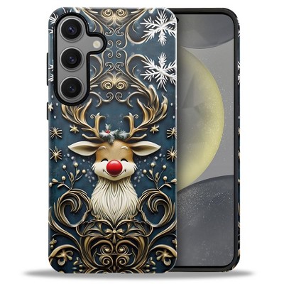 BONGEEK Case Compatible with Samsung Galaxy S23 FE,Scratch Resistant Hybrid 2-Layer Hard Shell Bright Phone Case,Christmas Snowflake Reindeer Lovely