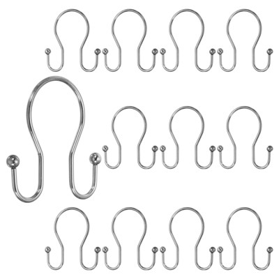 Unique Bargains Metal Rustproof Standard Shower Rods Curtain Hooks 12 Pcs