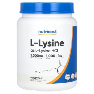 Nutricost L-Lysine, Unflavored, 35.7 oz (1 kg) - 1 of 2