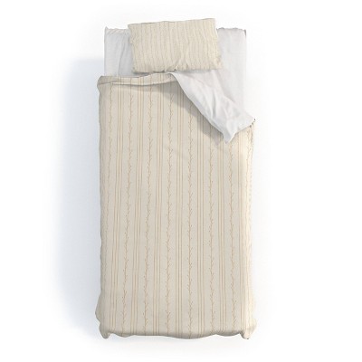 Deny Designs 2pc Twin/Twin XL Little Arrow Design Co Branch Stripes Cream Duvet and Sham Set