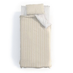 Deny Designs 2pc Twin/Twin XL Little Arrow Design Co Branch Stripes Cream Duvet and Sham Set - 1 of 4