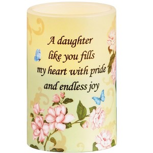 Collections Etc Floral Daughter Sentimental Flameless LED Lighted Candle - 1 of 2