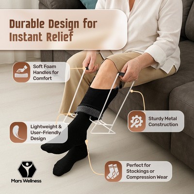 Stocking Donner Sock Aid Tool for Compression Socks Men or Women - Strong Metal Design