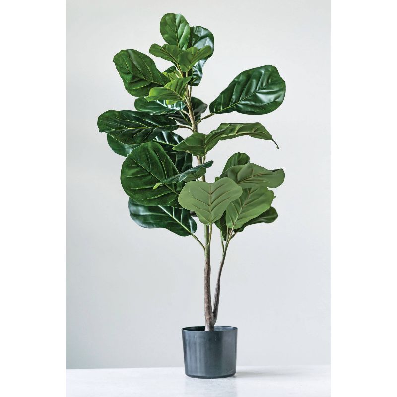 3&#39; Artificial Faux Fiddle Fig Leaf Plant Tree in Pot - Storied Home, 3 of 12