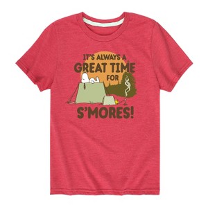 Boys' - Peanuts - Smores Snoopy Woodstock Short Sleeve Graphic T-Shirt - 1 of 4