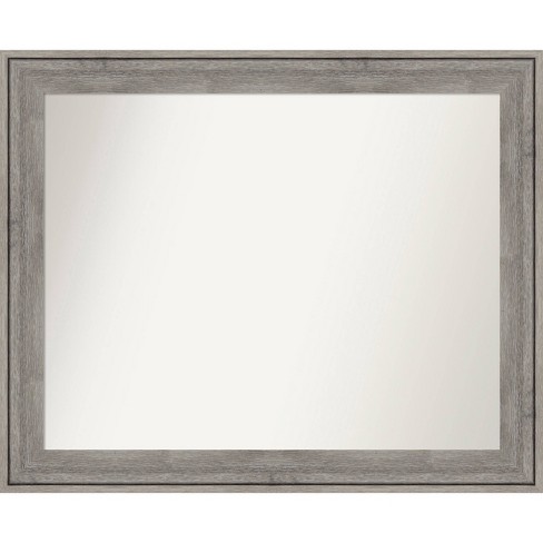 33" x 27" Non-Beveled Regis Barnwood Gray Wood Bathroom Wall Mirror - Amanti Art - image 1 of 4