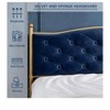 Blue Double bed Bed Frame With Solid Wooden Slats Support, Velvet Upholstered Platform Bed With Button Tufted Headboard, Heavy Duty Mattress Foundati - 3 of 4