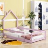 CAVINAS Kids Montessori Bed with House-Shaped Headboard,Floor Bed with Armrest,Twin Size,Gray/White/Pink/Green/Blue/Brown - 2 of 4