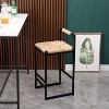 32.48"Set of 2 Water Hyacinth Woven Bar Stools with Back Support Counter Height Dining Chairs for Kitchen,  (Water Hyacinth with Back) - 4 of 4