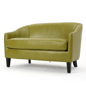 Justine Faux Leather Loveseat Green - Christopher Knight Home