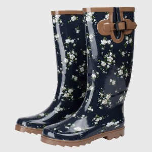 Alpine Swiss Izzy Womens Waterproof Mid Calf Rain Boots | Tall Rubber Garden Boots | Anti-Slip Outdoor Work Mud Boot | Wellington Boots Rain Shoes - 1 of 4