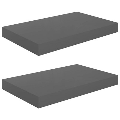 vidaXL Floating Wall Shelves 2 pcs High Gloss Gray 15.7"x9.1"x1.5" MDF