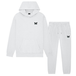 Dalix Butterfly Embroidery Midweight Fleece Sweatsuit Set Hoodie Jogger Soft Fleece Relaxed Fit Lounge Womens - 1 of 4