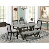 HomeStock 6-Piece Rectangle Natural Oak Finish Solid Wood Top Dining Table with 1-Bench, 4 Upholstered-Chairs - 2 of 4