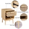 Boho Nightstand, Small Side Table Night Stand with Drawer Open Shelf, Bedside End Table with Wood Strip Decorated Drawer - 4 of 4