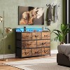 8 Dresser TV Stand with Power Outlets, Led Dresser for Bedroom, Fabric Chest of Drawers with Double Open Shelves, Wood Top, Steel Frame - 2 of 4